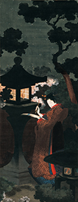 葛飾応為《夜桜美人図》